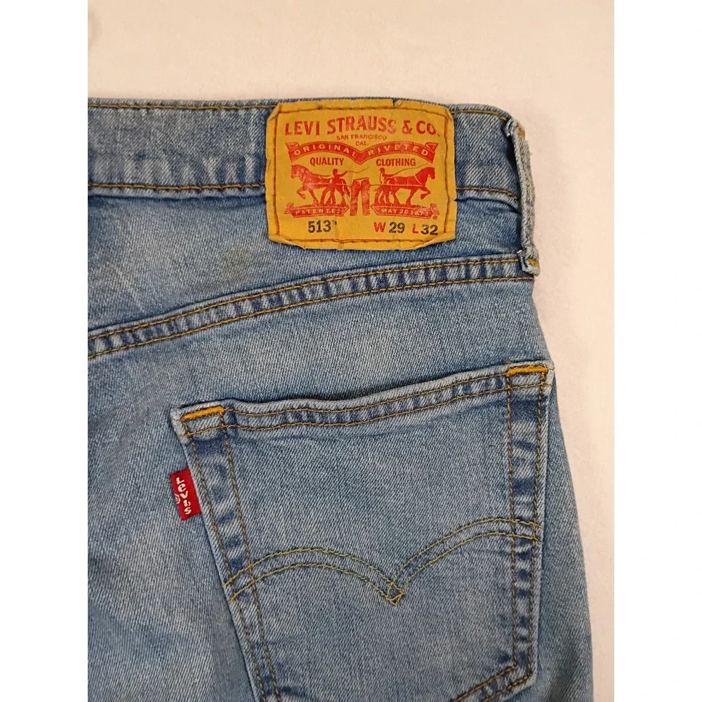 Classic Americana Levi's 513 Mens 29x32 Light Wash Slim Straight Stretch Jeans